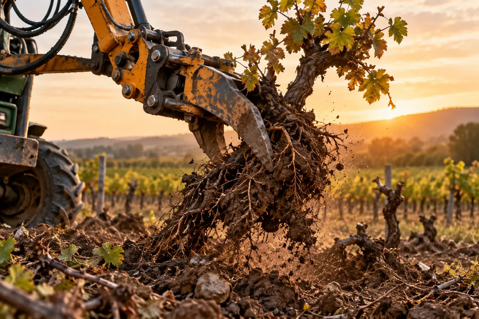 arrachage pieds de vignes